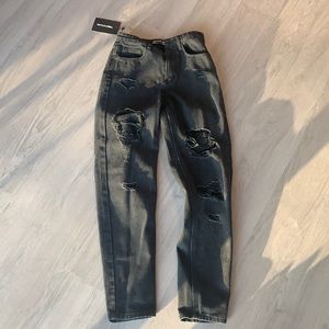 PLT black distressed mom jeans